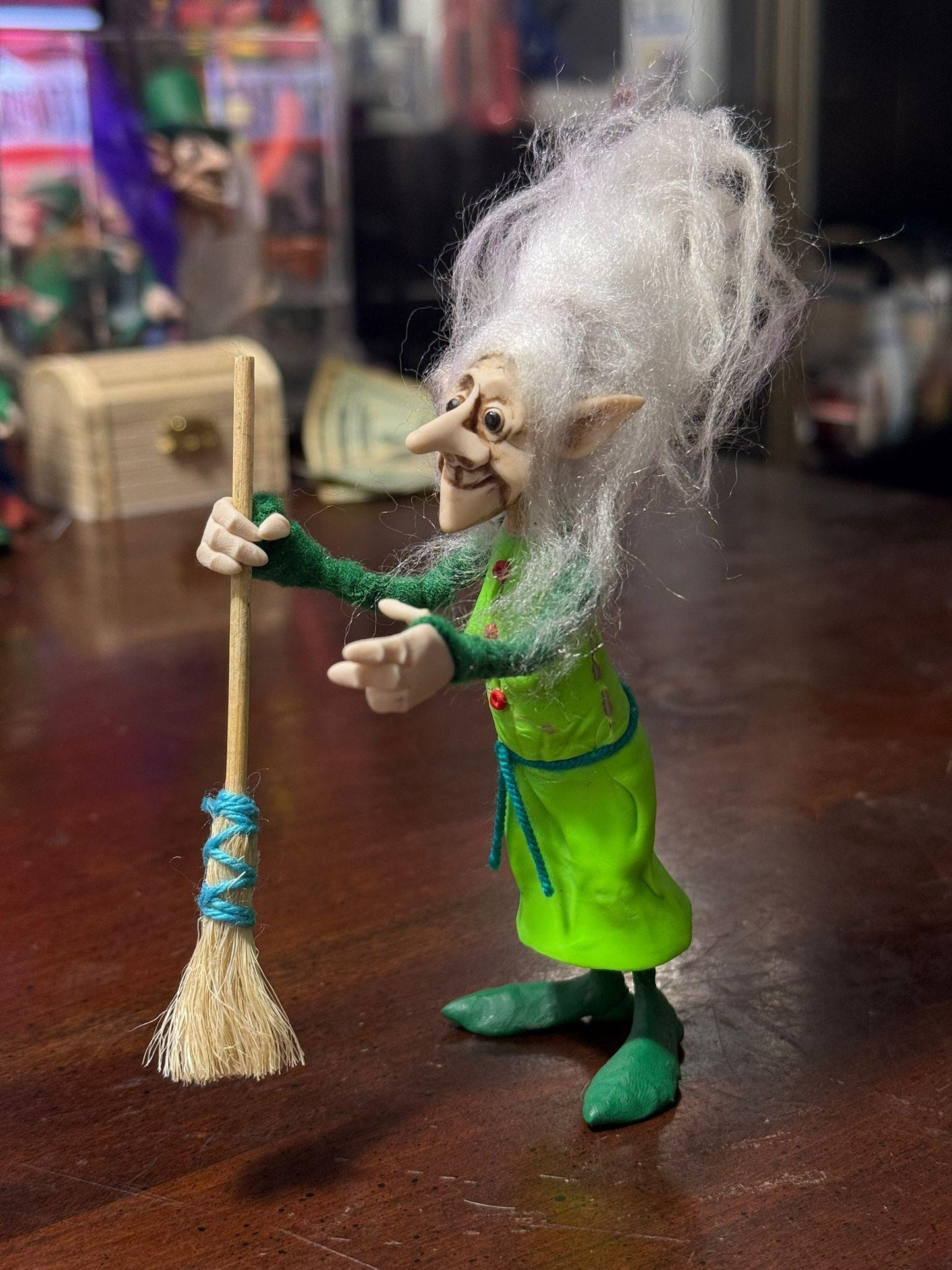 Handmade Protective Witch with Broom β approx. 15 cm (β6 in)