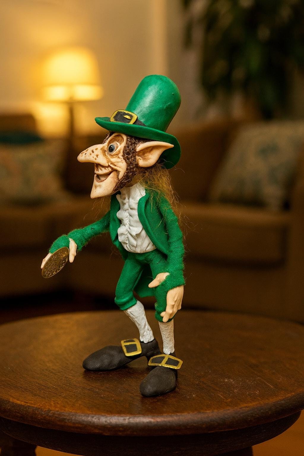Leprechaun Guardian of Fortune with Golden Coin