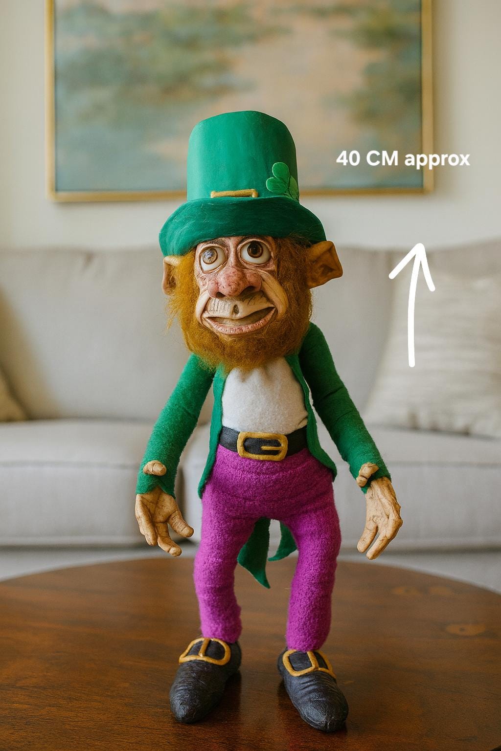 Handmade Leprechaun Guardian Figurine: Unique Spiritual Home Decor
