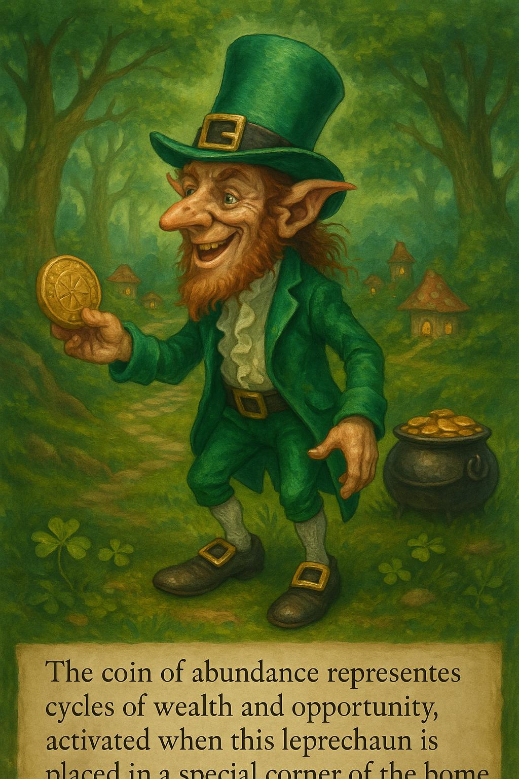 Leprechaun Guardian of Fortune with Golden Coin