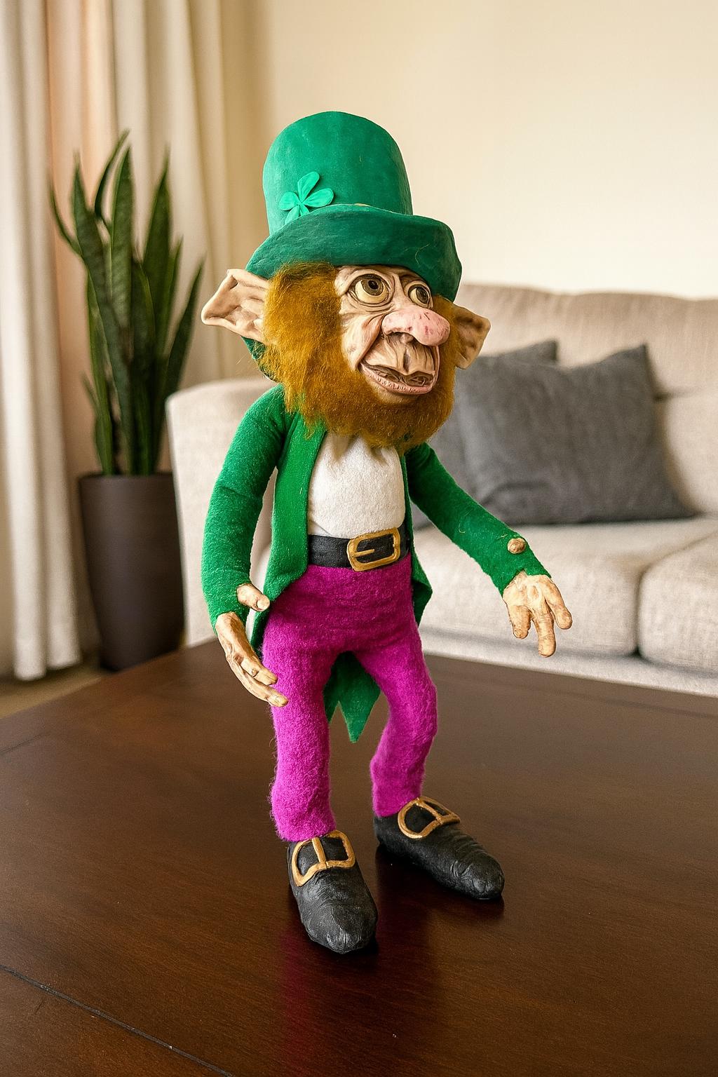 Handmade Leprechaun Guardian Figurine: Unique Spiritual Home Decor