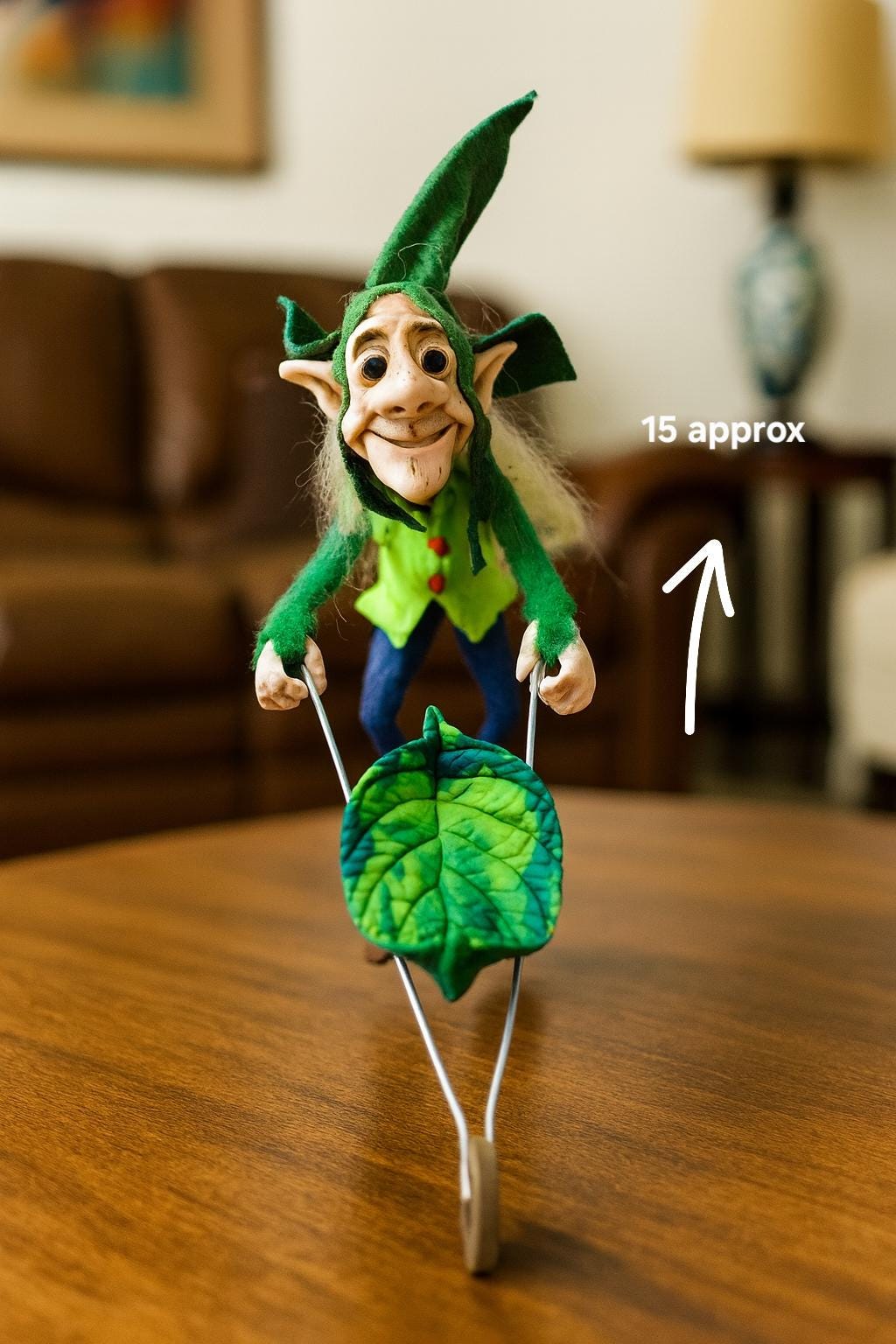 Growth Goblin – Handmade Figurine with Leaf Cart