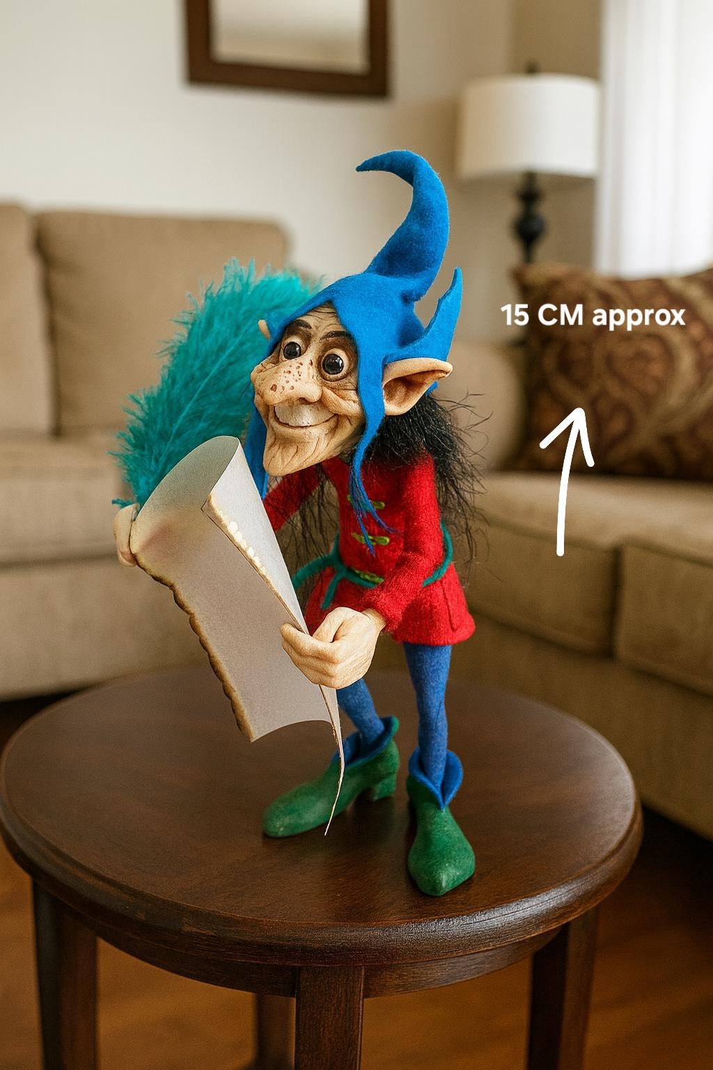 Handcrafted Elf with Wish Scroll – Magical Woodland Figurine