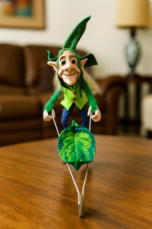 Growth Goblin – Handmade Figurine with Leaf Cart