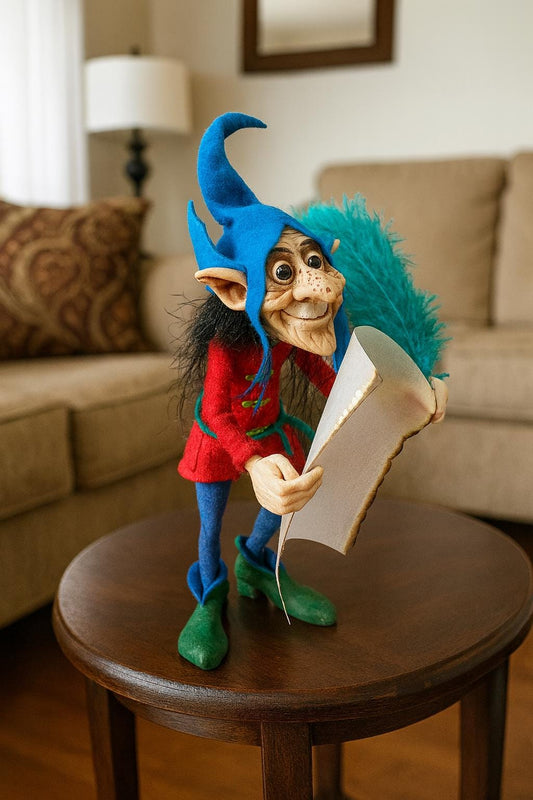 Handcrafted Elf with Wish Scroll – Magical Woodland Figurine