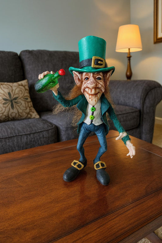 Handmade Forest Gnome Figurine: Elrik the Leafkeeper, Magical Home Decor