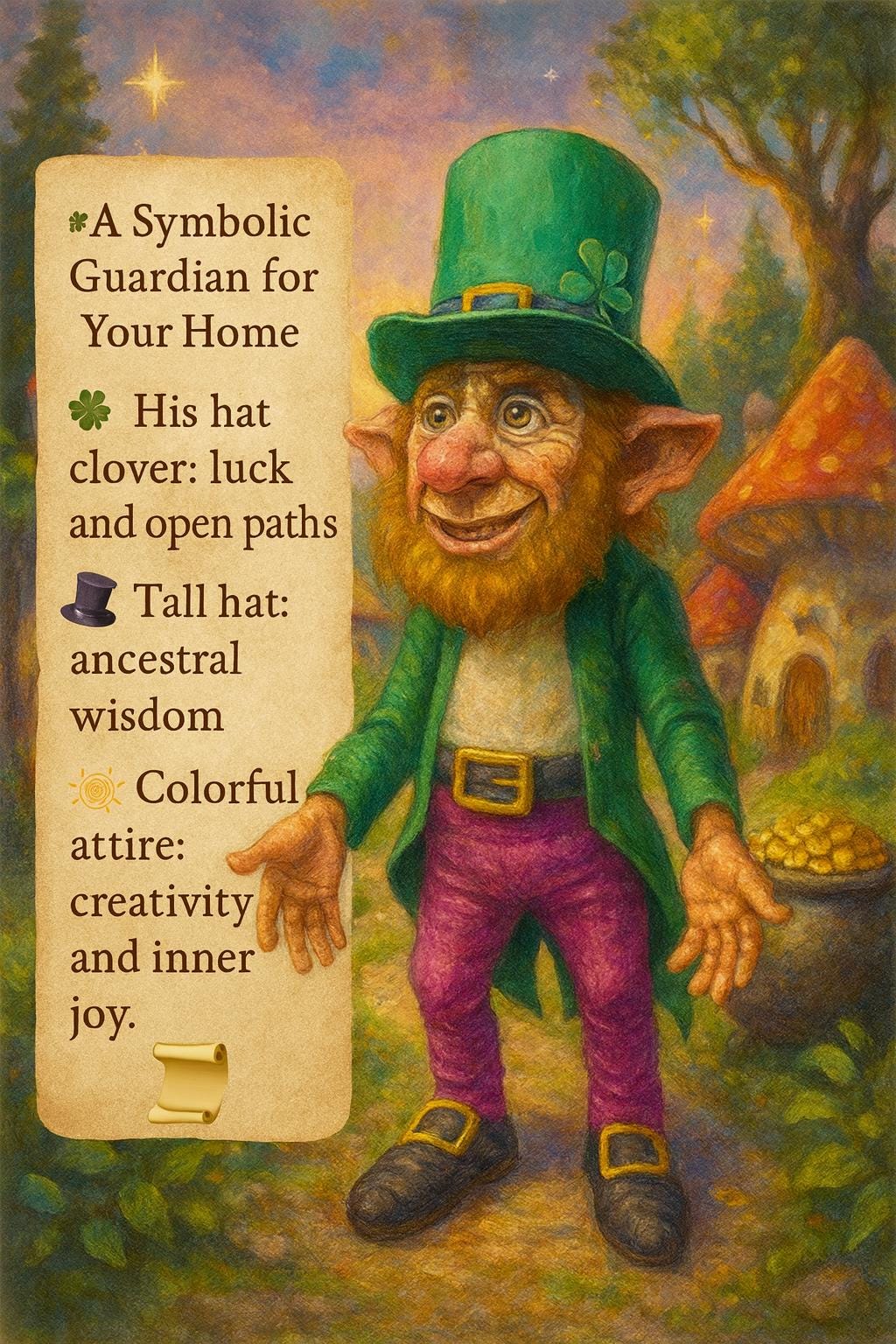 Handmade Leprechaun Guardian Figurine: Unique Spiritual Home Decor